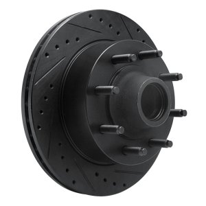 Ford E-350 Econoline Brake Rotor (1) - Front Right - R1 Concepts - Drilled & Slotted - Black - `95-`04